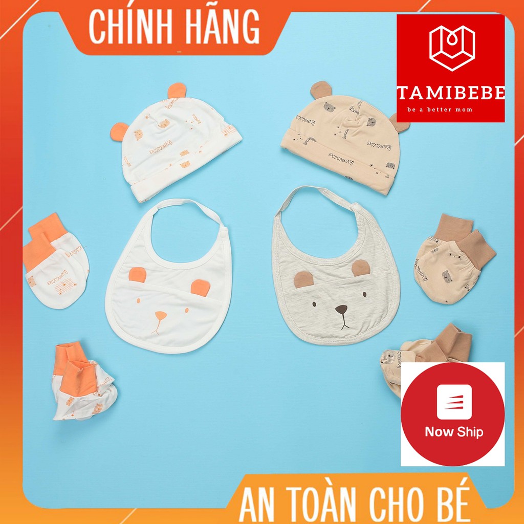 La pome - Phụ kiện sơ sinh Bao tay trẻ em bao chân mũ yếm sơ sinh Họa tiết bé trai bé gái -TAMIBEBE