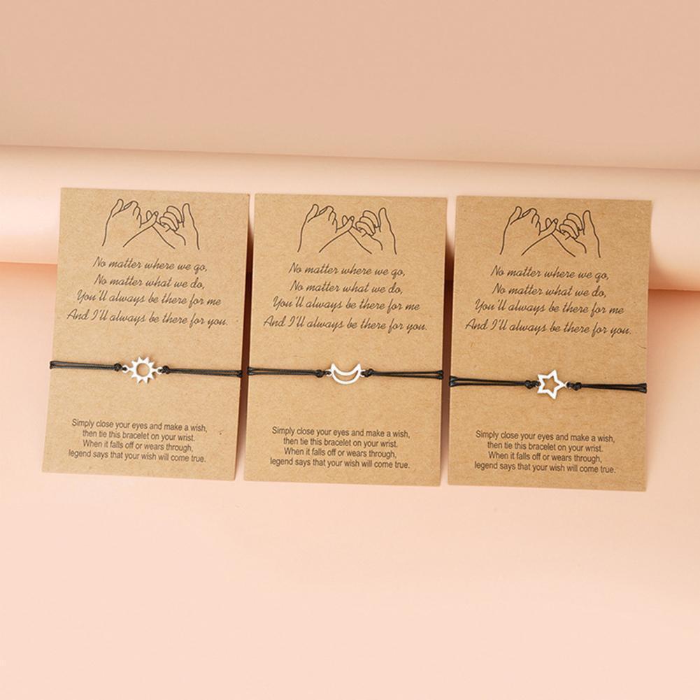 Set 3 Vòng Tay Tình Bạn M7B4 Mặt Trăng Ngôi Sao Đơn Giản