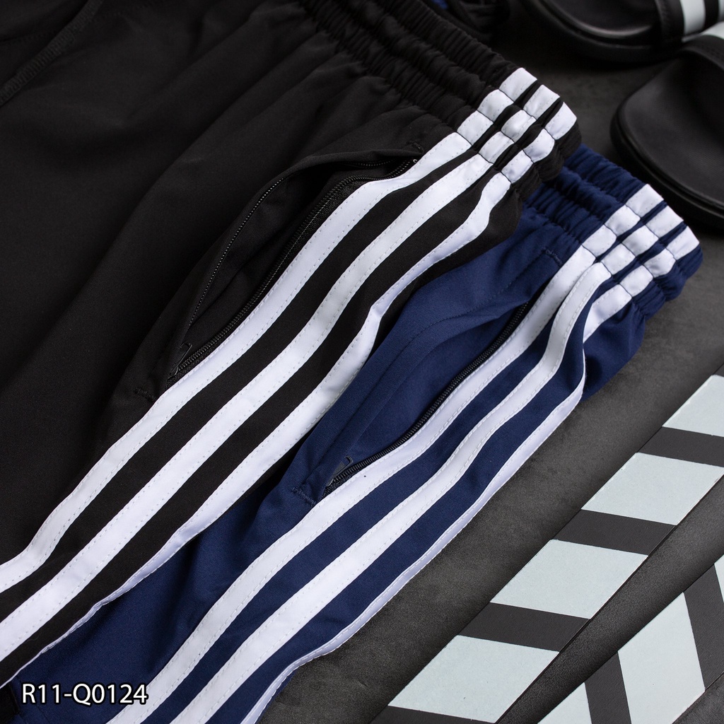 Quần run nam Adidas R11 phối 3 sọc 2 bên- xi dãn 2 lớp form trên gối - thể thao nam VNXK