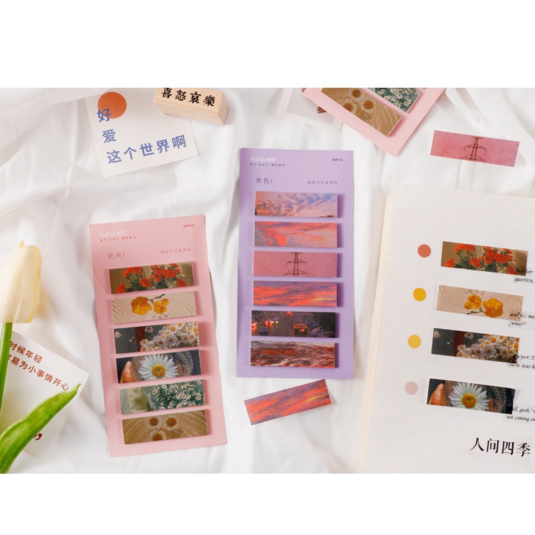 Giấy Ghi Chú Dán Ghi Chú Họa Tiết Phong Cảnh Xinh Xắn Tiện Dụng note
