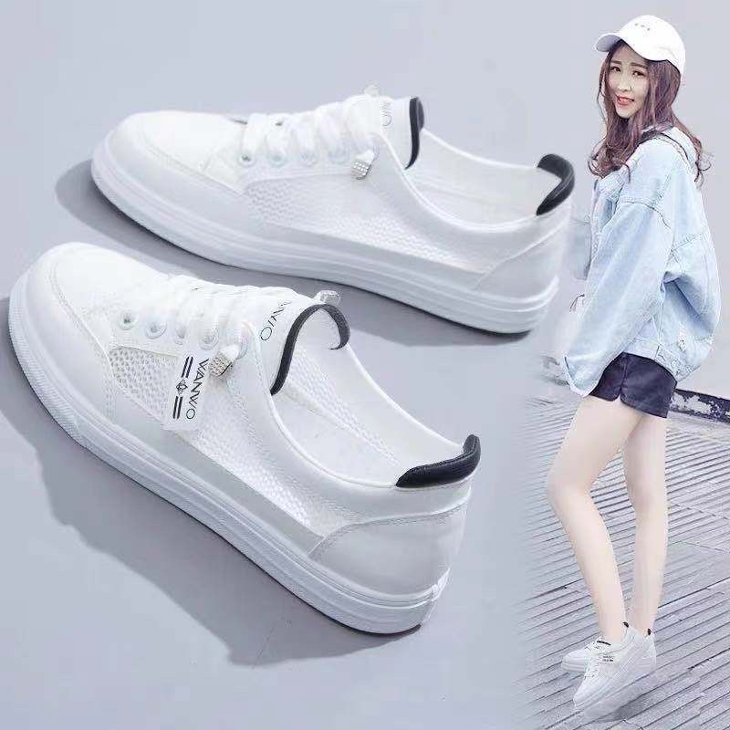 Giày Thể Thao Đế Bằng Phối Lưới Thoáng Khí Thời Trang Mùa Hè 2022 Mới Cho Nữ