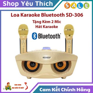 Loa Bluetooth Karaoke ⭐FREE SHIP⭐ Loa Bluetooth Karaoke Mini Di Động SD-306 Loa Hát Karaoke Đa Năng Tặng Kèm 2 Mic Hát