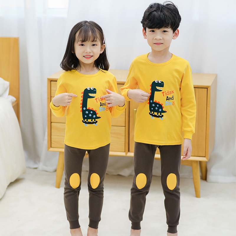 Bộ Đồ Ngủ 2 Món In Họa Tiết Hoạt Hình Chú Thỏ / Khủng Long / Khủng Long Dễ Thương Thời Trang Cho Bé Trai Và Gái Từ 2-12 Tuổi