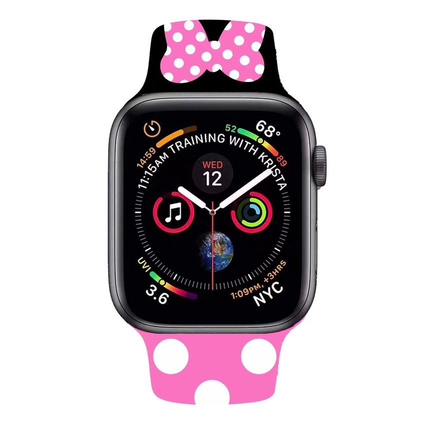 Dây Đeo Silicon Hình Chuột Mickey Cho Đồng Hồ Thông Minh Apple Watch Series 7 6 SE 5 4 3 2 1 45mm 41mm 38mm 42mm 40mm 44mm