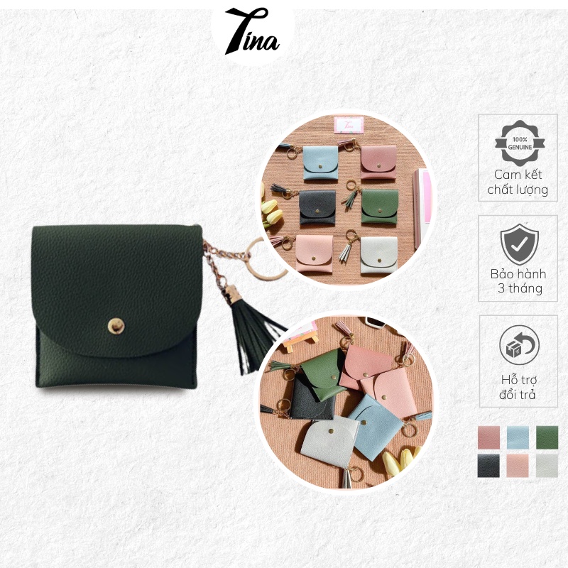 Ví mini đựng thẻ và tiền lẻ, thiết kế nhỏ gọn có móc gắn chìa khoá (PK421)