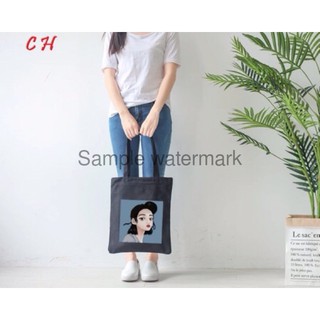 Free ship đơn 99k túi tote cô gái đội mũ lưỡi trai con828