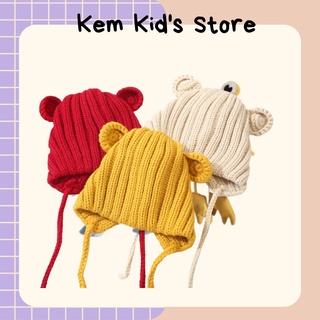 Mũ len cho bé hình gấu cho bé 6-12m