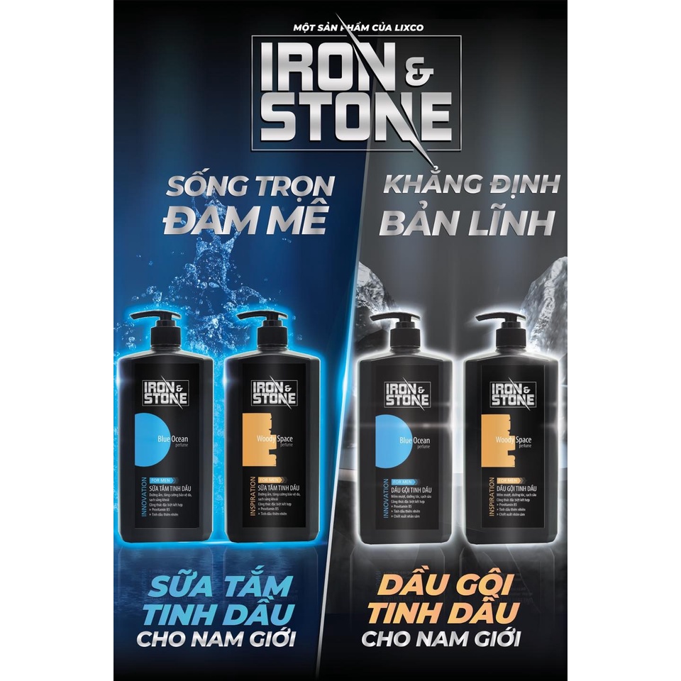 Sữa tắm tinh dầu IRON &amp; STONE innovation hương Blue Ocean 650g Z0302 - Dành cho nam