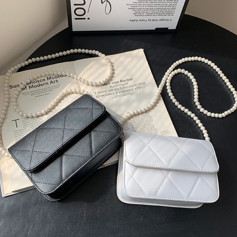 Túi đeo chéo IELGY màu trơn họa tiết đường may hình thoi đơn giản thời trang cổ điển dành cho nữ