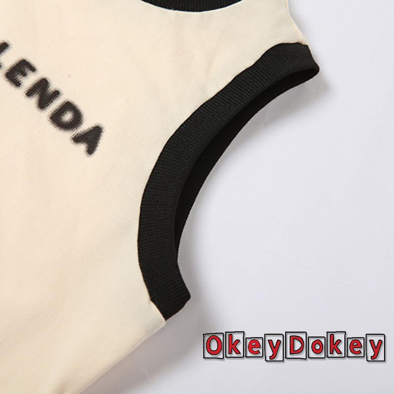 Áo Lửng Không Tay Cổ Tròn In Chữ Thời Trang Cho Nữ