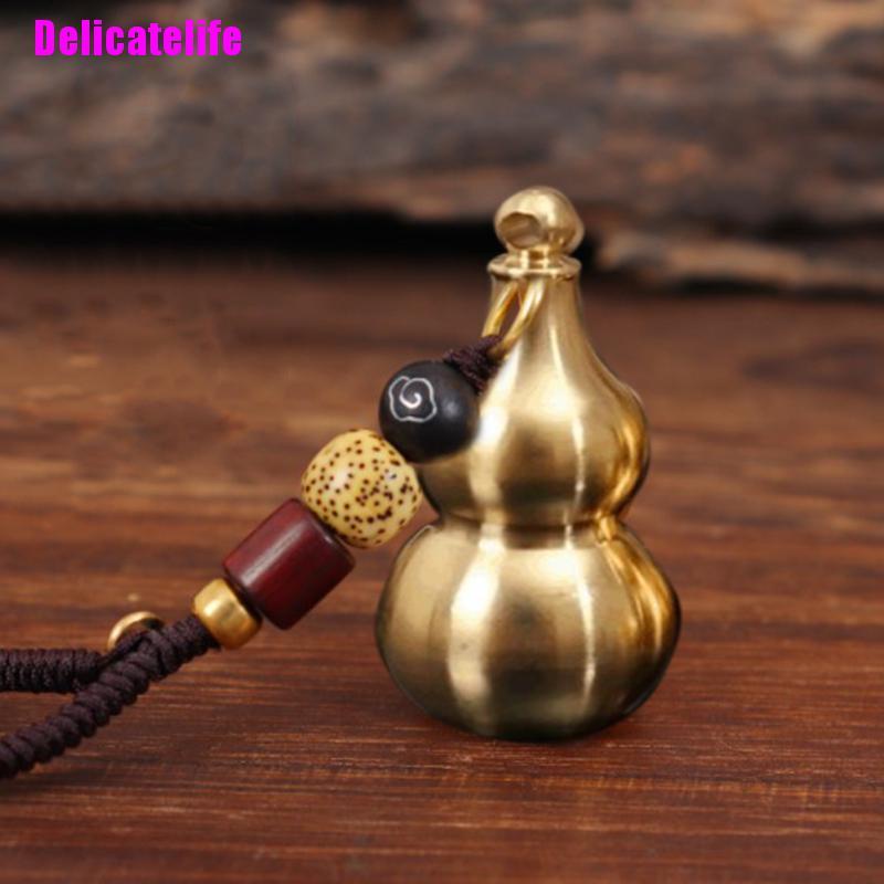 Mặt móc khóa hình bình hồ lô nhỏ bằng đồng bóng phong cách Trung Hoa vintage