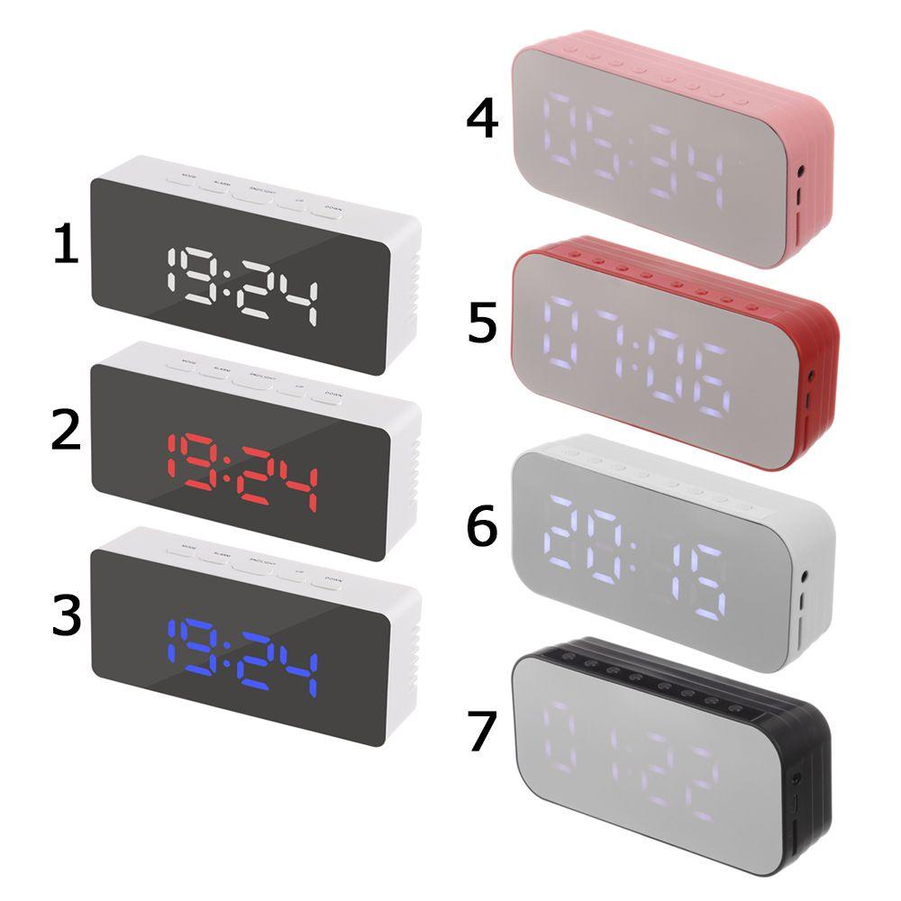 Đồng Hồ Báo Thức Kỹ Thuật Số Mặt Gương Sạc USB Để Bàn Tiện Dụng