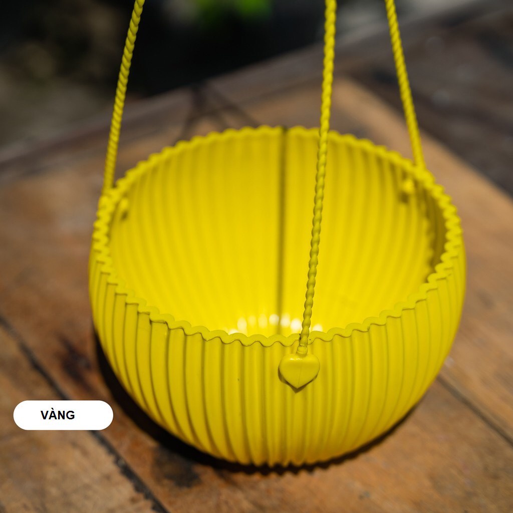 Chậu nhựa treo gân sọc trồng cây trồng hoa treo ban công kích thước 20x12cm