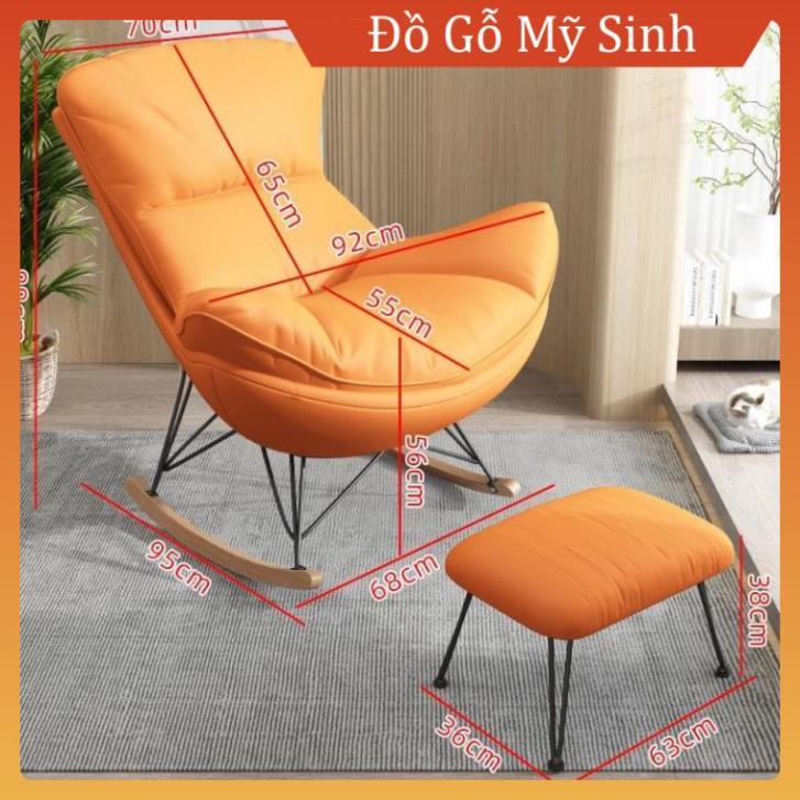 Ghế thư giãn bập bênh tặng kèm đôn để phòng khách ghế ngồi sofa da , Đồ gỗ nội thất gia đình cao câp