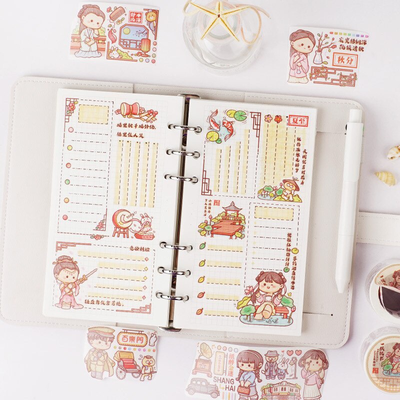 Chiết Washi Tape họa tiết em bé Mochi đáng yêu trang trí sổ tay, Chiết chu kỳ băng dán trang trí Small Mochi xinh xắn