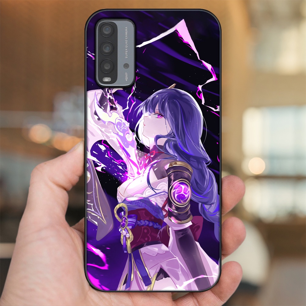 Ốp lưng Xiaomi Redmi 9T viền đen in hình Raiden Shogun Genshin Impact