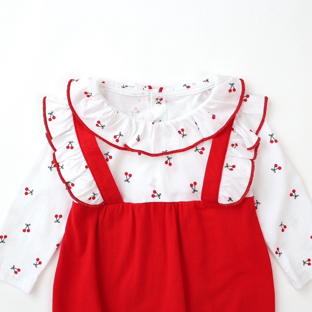 Sanlutoz Tết Áo Liền Quần Tay Dài Vải Cotton Phong Cách Công Chúa Dành Cho Bé Gái