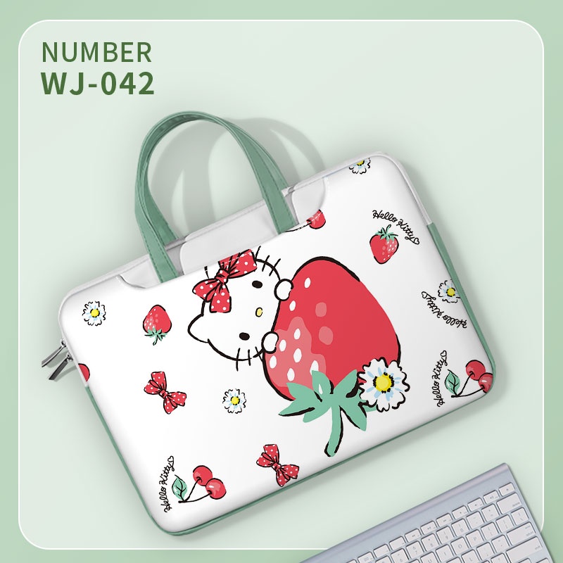 Túi đựng máy tính xách tay phong cách dễ thương Tay cầm màu xanh lá cây Túi chống sốc 13-17 inch Túi đựng Túi xách Balo máy tính xách tay