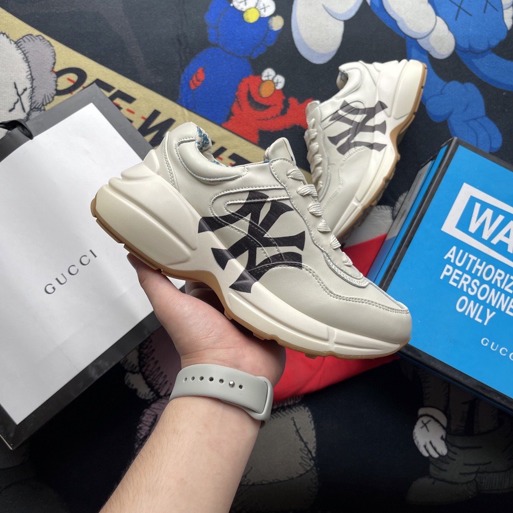 Giày gucci NY bản trung tăng chiều cao 6-7cm giày thể thao nam nữ gucci ny độn đế da thật cao cấp