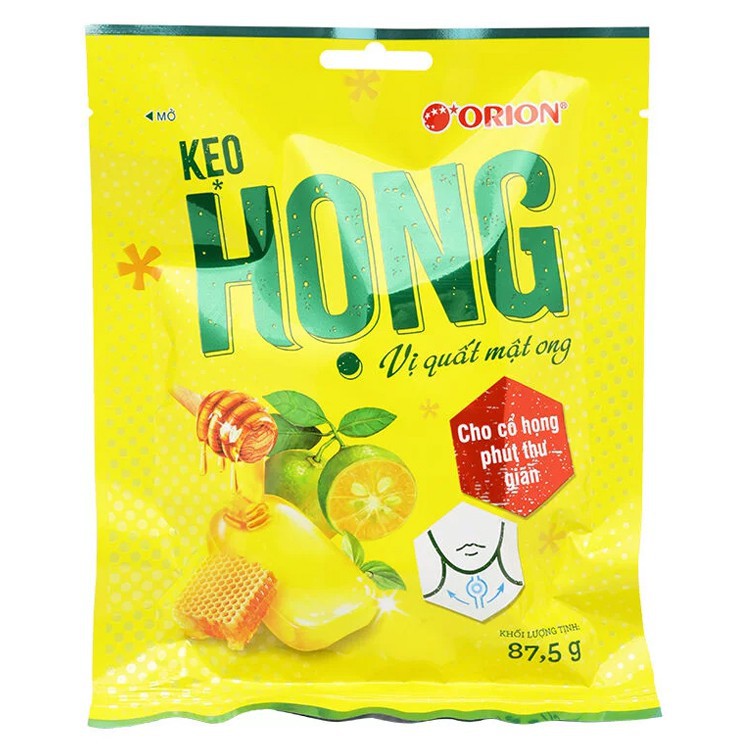 Thanh Hóa - Kẹo ngậm Họng - Kẹo Họng Orion Vị Quất Mật ong gói 87,5g (25 viên)