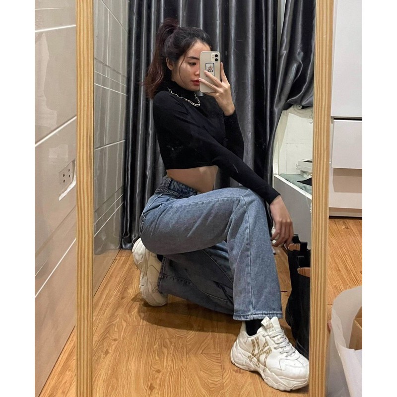 [KÈM VÒNG CỔ] Áo croptop bó dài tay đen/trắng IN2000CLOTHING | BigBuy360 - bigbuy360.vn