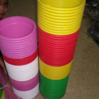 10 chậu sắc màu trồng cây kèm quai treo 13×17cm