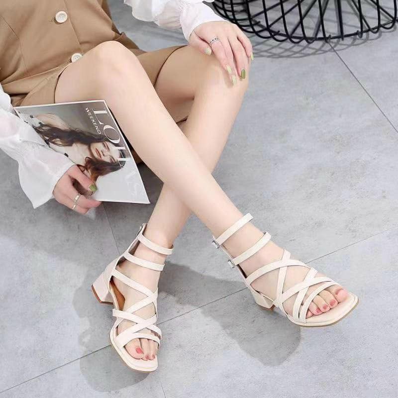 Sandal Nữ Dây Mảnh Cao Cổ - Giày Sandal Nữ Cao Cổ Chiến Binh QC Cao Gót Cực Xinh Cho Các Chị Em Dạo Phố, Đi Làm Điều Đẹp