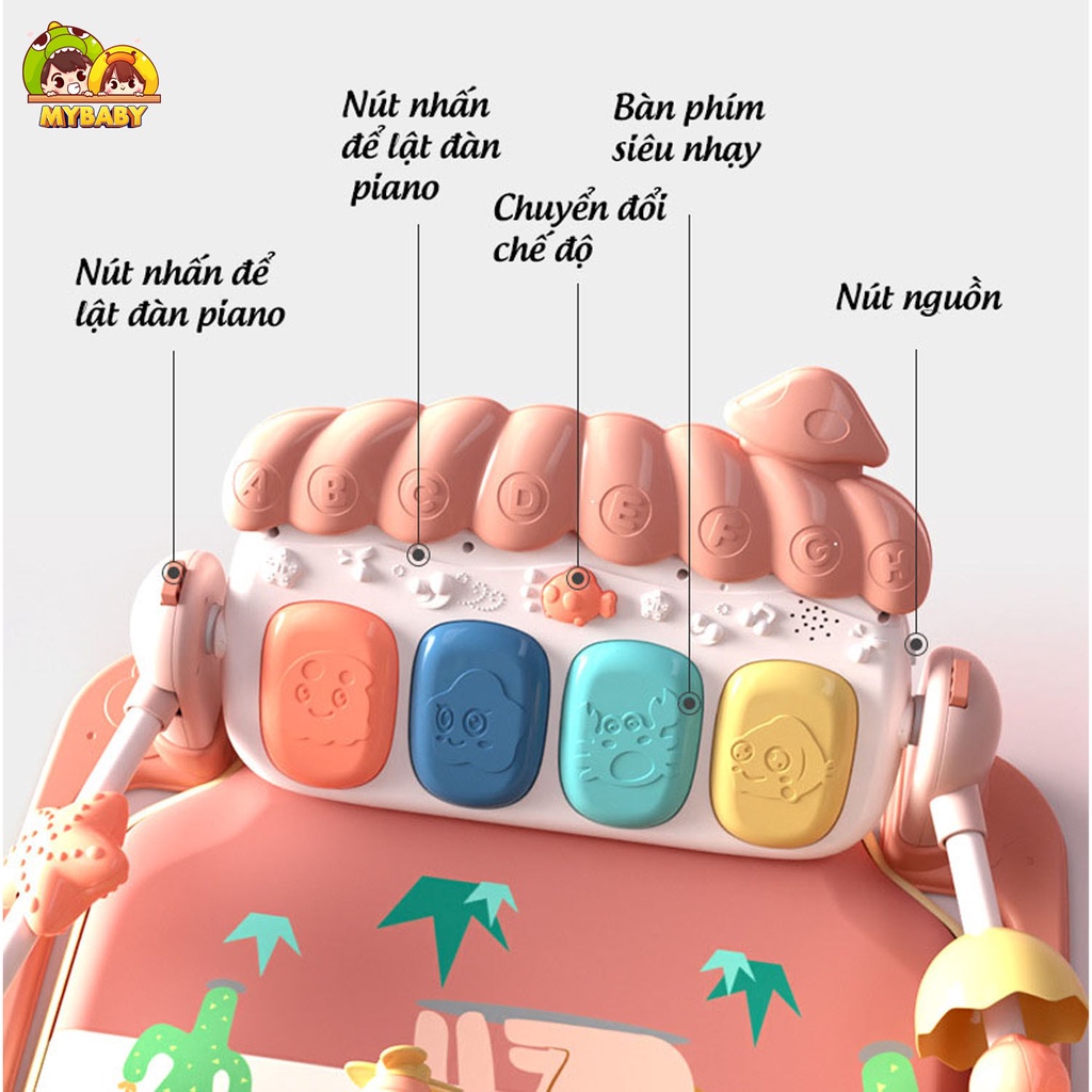 Thảm đàn piano cho bé nằm chơi cao cấp phát triển thính giác thị giác đèn,nhạc, Mybaby