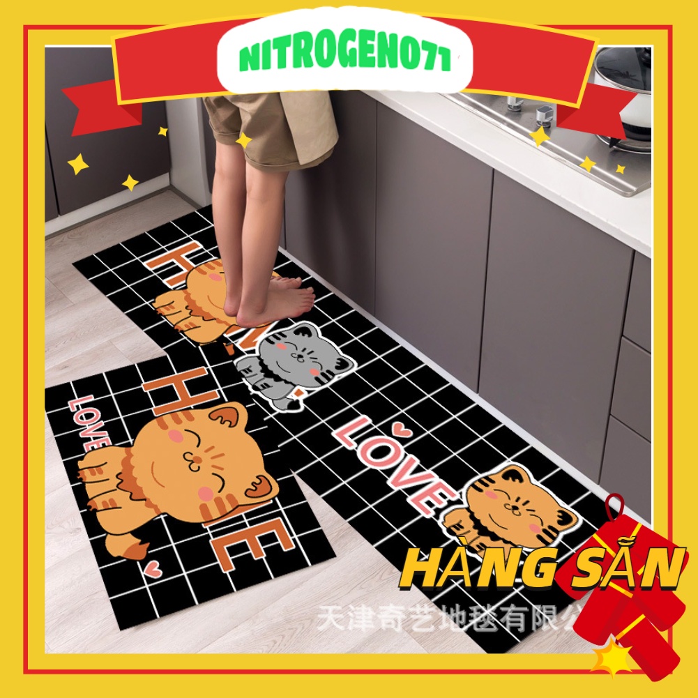 Nitrogen071Thảm Lau Chân Nhà Bếp chùi chân trải sàn SHOUSE hình thú phòng khách phòng tắm 3d chống trượt cao cấp đế cao su hút nước