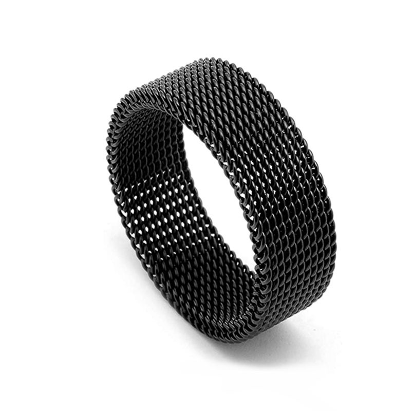 Nhẫn Cặp Thép Titan Không Gỉ Dạng Lưới 8mm
