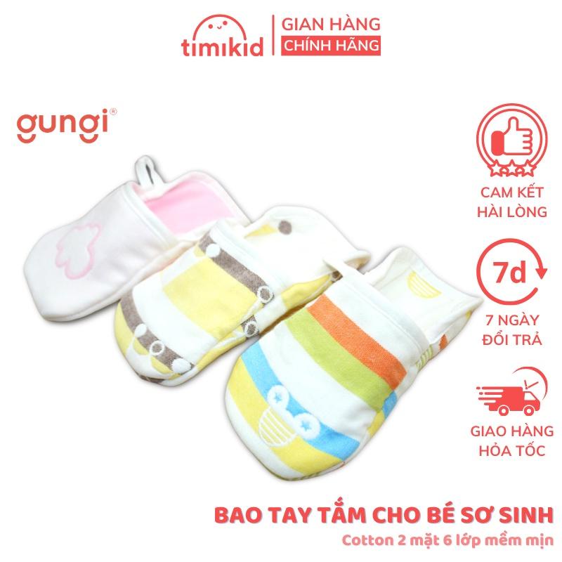 Khăn Tắm Đa Năng, Bao Tay Tắm Gungi Cho Bé Sơ Sinh Cotton 2 Mặt 6 Lớp Mềm Mịn - Timikid