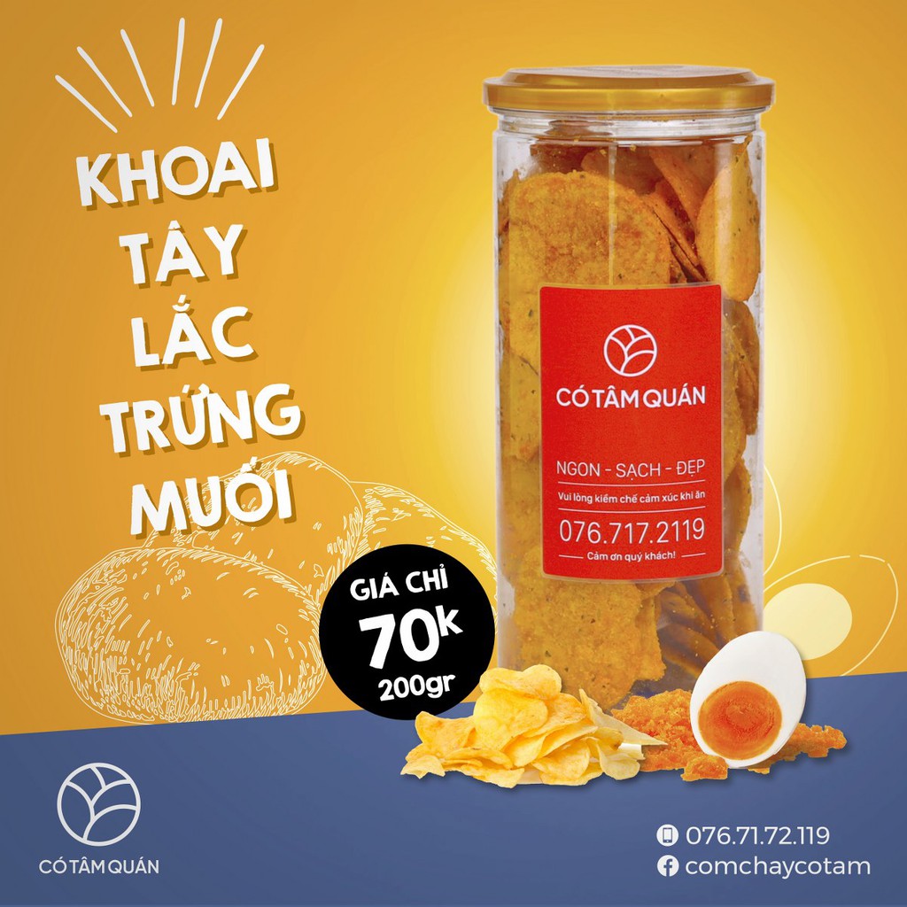 KHOAI TÂY LẮC TRỨNG MUỐI 200GR - CÓ TÂM QUÁN