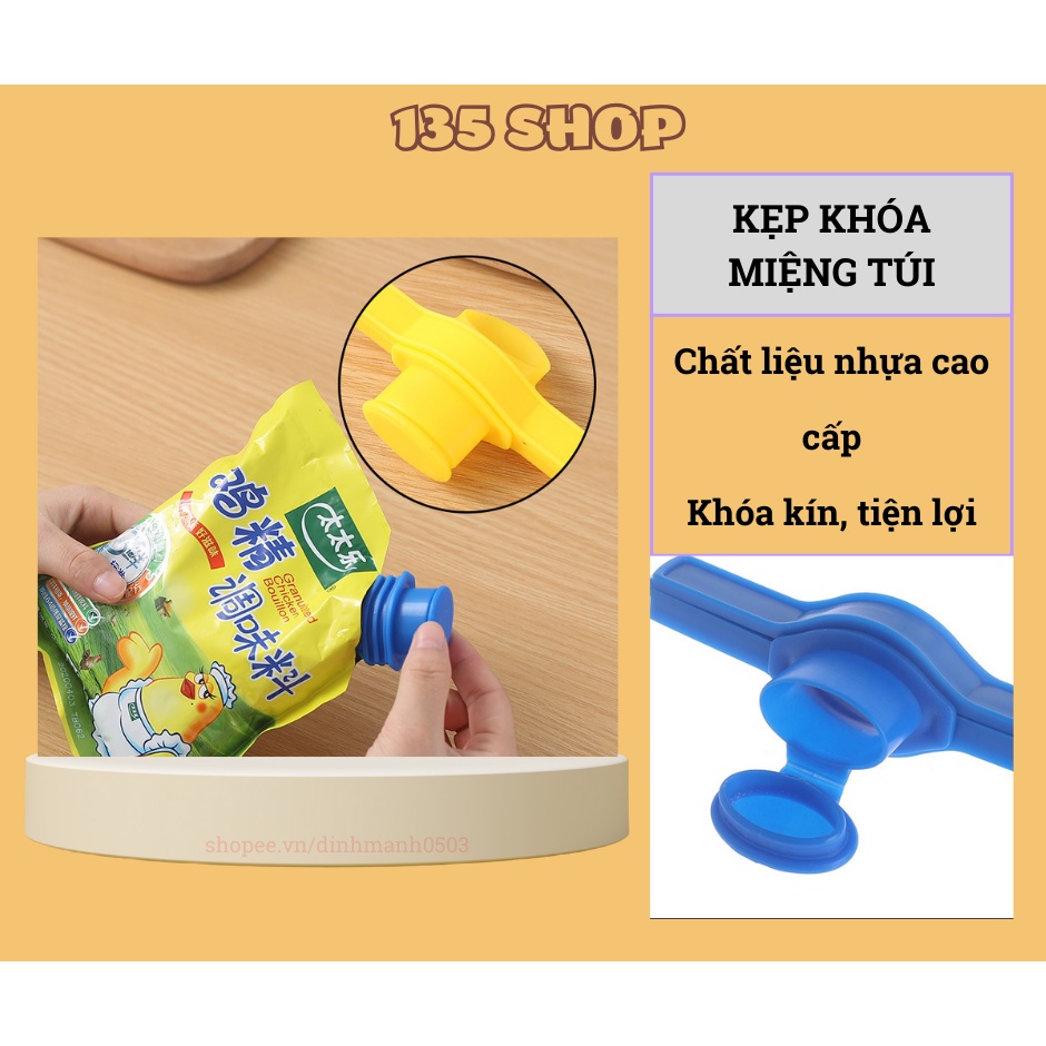 Kẹp Miệng Túi Thực Phẩm - Dụng Cụ Kẹp Miệng Túi Bảo Quản Thức Ăn, Gia Vị - Có Nắp Đậy Khóa Kín