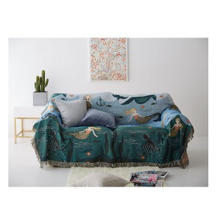 Thảm phủ sofa họa tiết Nàng Tiên Cá và đại dương phong cách Châu Âu