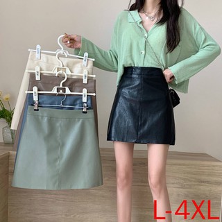 Chân Váy Chữ A Bằng Da Pu Lưng Cao Size Lớn L-4xl