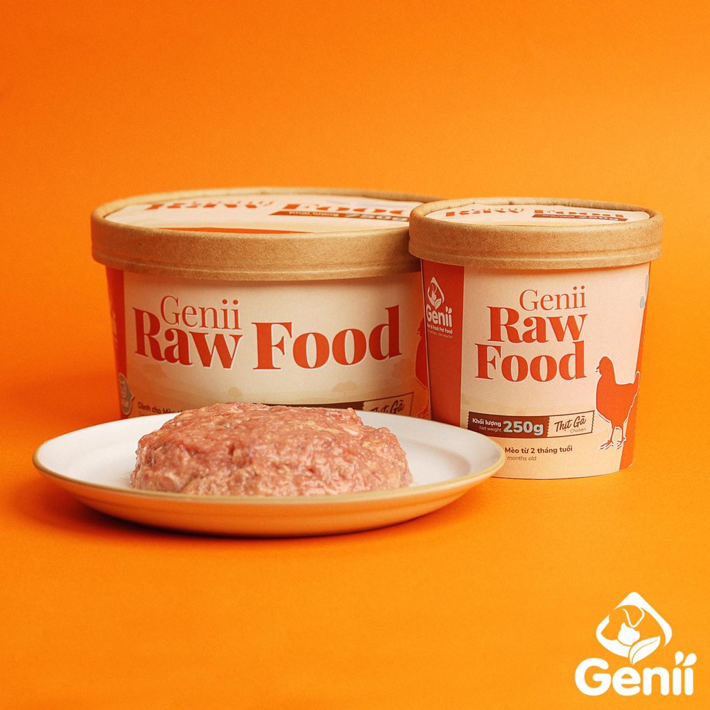 RAW GÀ 250g [ Genii Raw Food ] - Thức ăn tươi cho mèo thịt gà