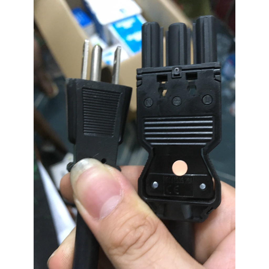 CHÍNH HÃNG , QUA SỬ DỤNG Dây nguồn 3 lỗ tròn ngang Wieland GST18i3 3-pin, 220 240 250 V / 20 A - 3m