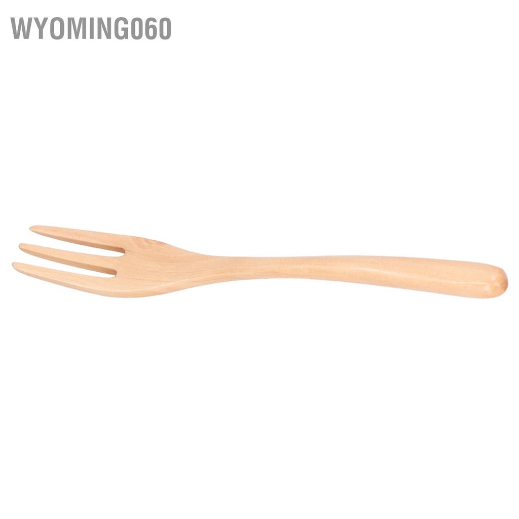 Wyoming060 Fruit Salad Fork Harmless Wooden Lunch Dessert Kitchen Cutlery for Office Outdoor