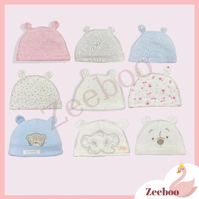 Set 5 mũ vải xuất dư cho bé sơ sinh đến 12 tháng, chất liệu cotton mềm mịn, inbox chọn mẫu