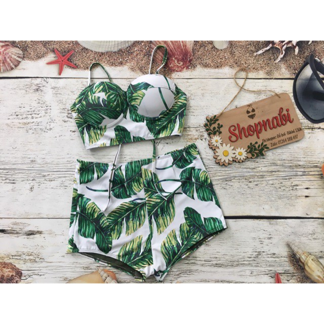 Act cool Bikini đồ bơi lá bự cup ngang mút dày Cực cute