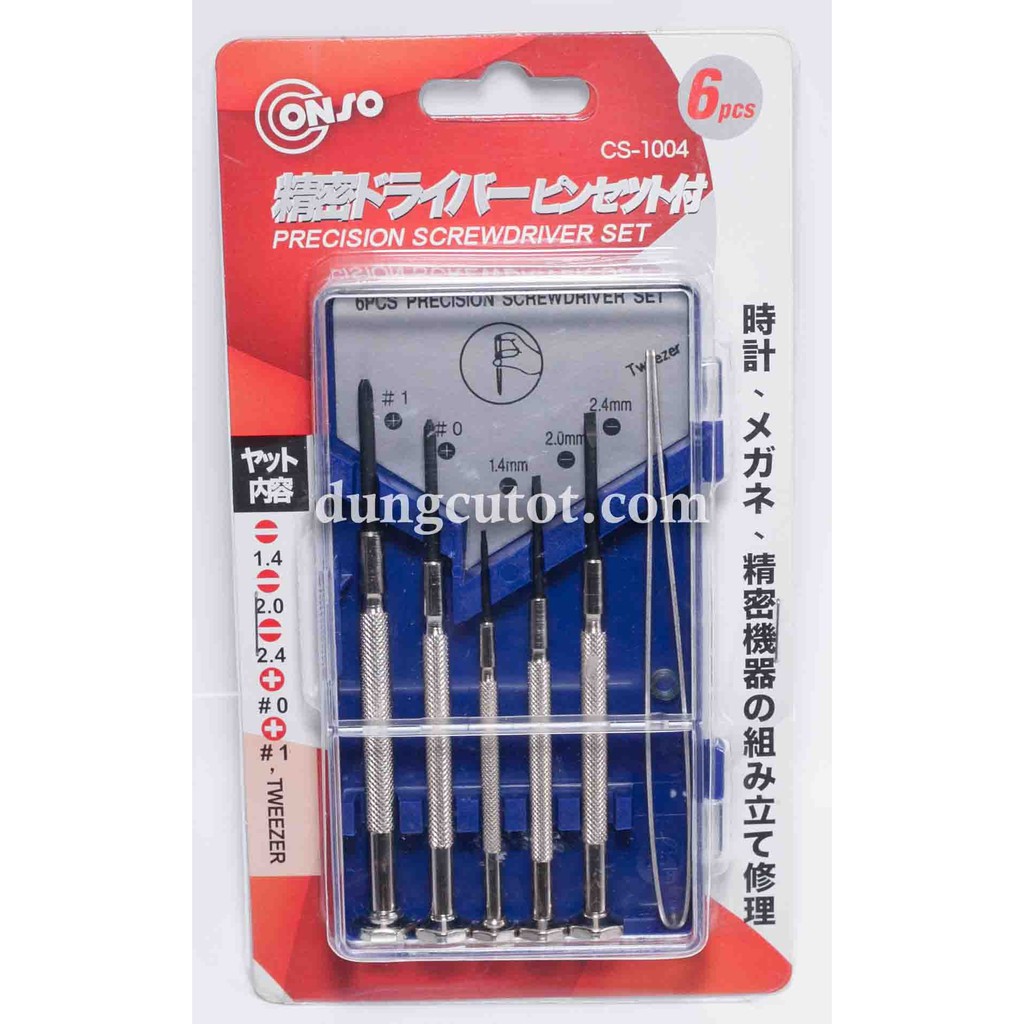 Bộ tua vít sửa đồng hồ, mắt kính (có nhíp) CONSO