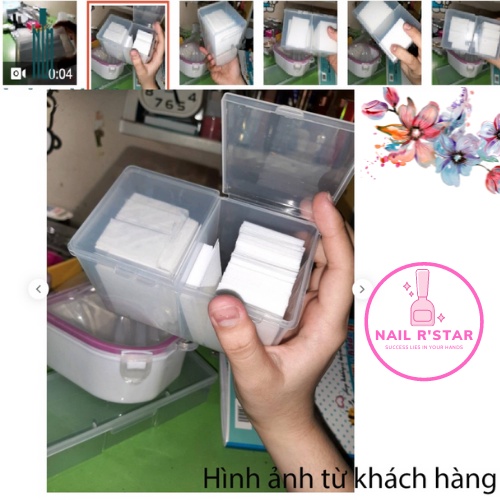 Hộp đựng giấy lau gel 2 ngăn có nắp - hộp nhựa đựng dụng cụ nail chuyên dụng NAIL R’STAR