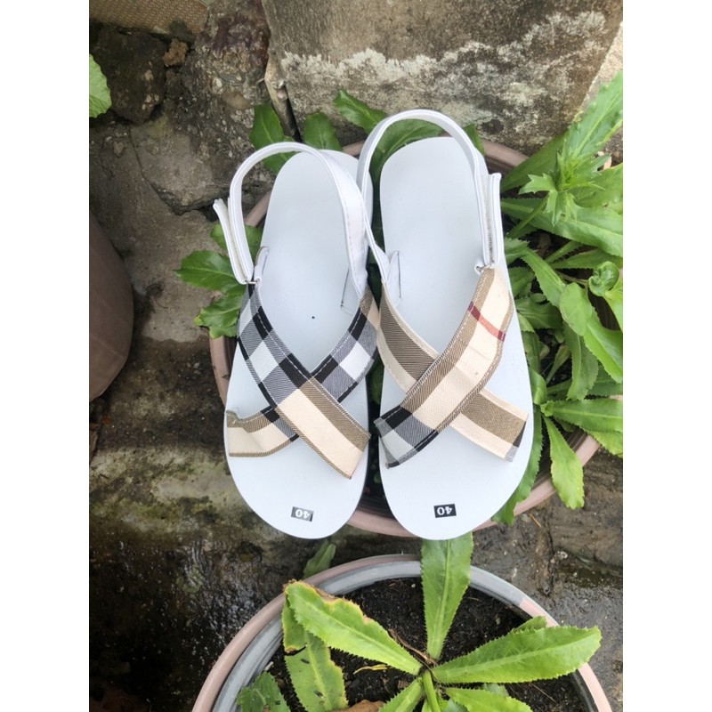 Sandanl đồng nai sandal quai chéo nữ đế trắng quai sọc vàng size từ 35 nữ đến 41 nữ