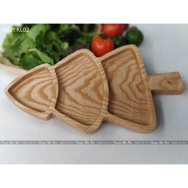 Khay gỗ hình cây thông
