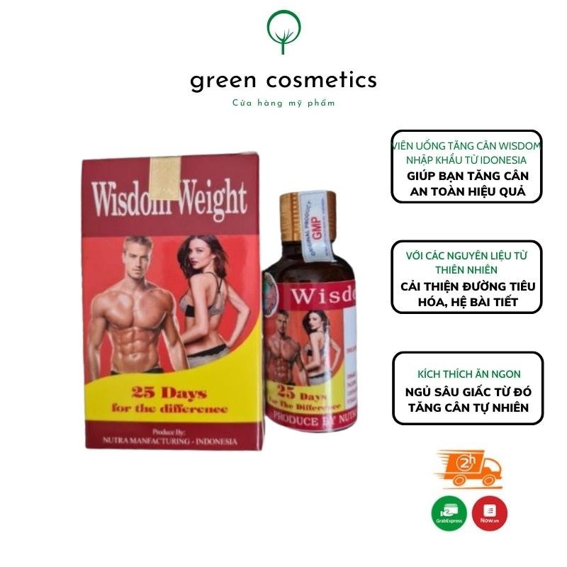Viên Uống Wisdom Weight Indonesia 1 Hộp 25 Viên Dạng Vitamin Hỗ Trợ Tăng Cân, Cải Thiện Suy Nhược Cơ Thể