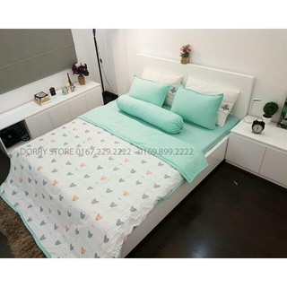 Combo chăn hè ga gối đũi tim