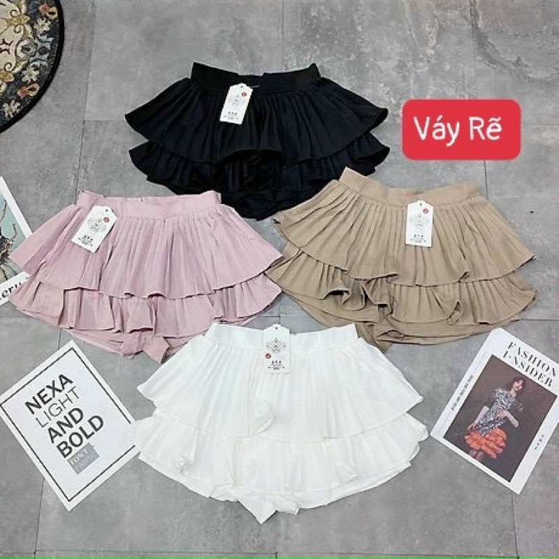 Chân Váy Tầng Xếp Ly , Váy Xòe Xếp Ly 2 Tầng Lưng Cạp Cao , Chân Váy Công Sở Cao Cấp