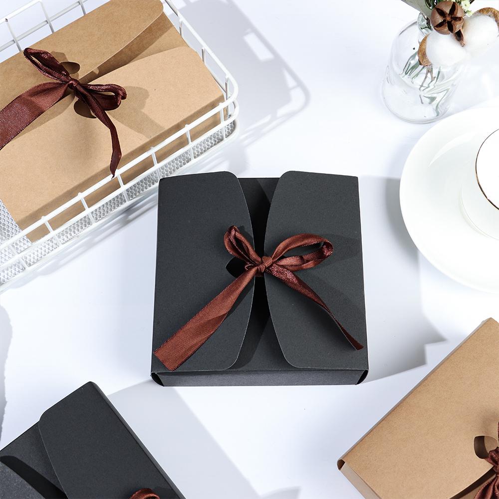 Bộ 5 Hộp Giấy Kraft Hình Vuông Dùng Đựng Kẹo Trang Sức DIY