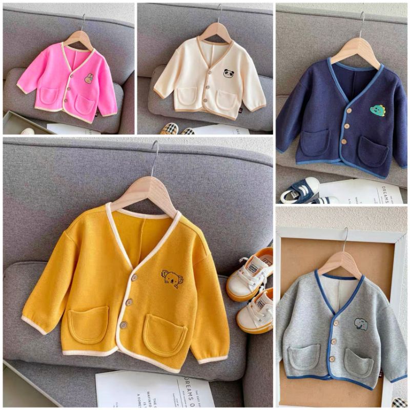 Combo 3 Áo Len Cardigan Cho Bé Trai và Bé Gái Từ 10-20kg Chất Len Cổ Chữ V Đáng Yêu
