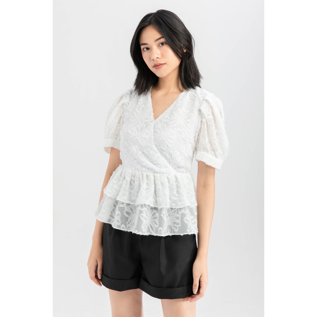 [NHẬP WABRTL5 GIẢM 10% TỐI ĐA 50K ĐH 250K ]Áo Peplum hoa nổi nữ IVY moda MS 16M6415